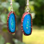 Blue "Agate" Slice Geode Polymer Clay Earrings