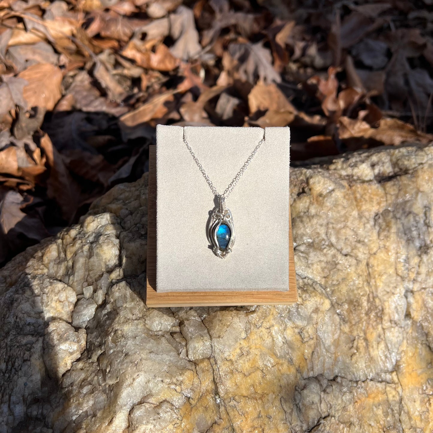 Labradorite Wire-Wrapped Necklace in Sterling Silver