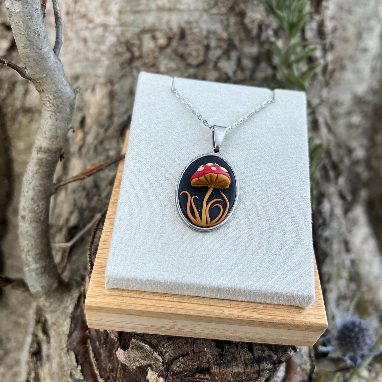 Mushroom Necklace in Steel