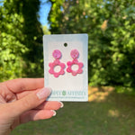 Pink Flower Earrings