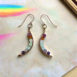 Pastel Rainbow Gemstone Moon Earrings