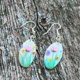 Summer Garden Floral Oval Earrings (OOAK)