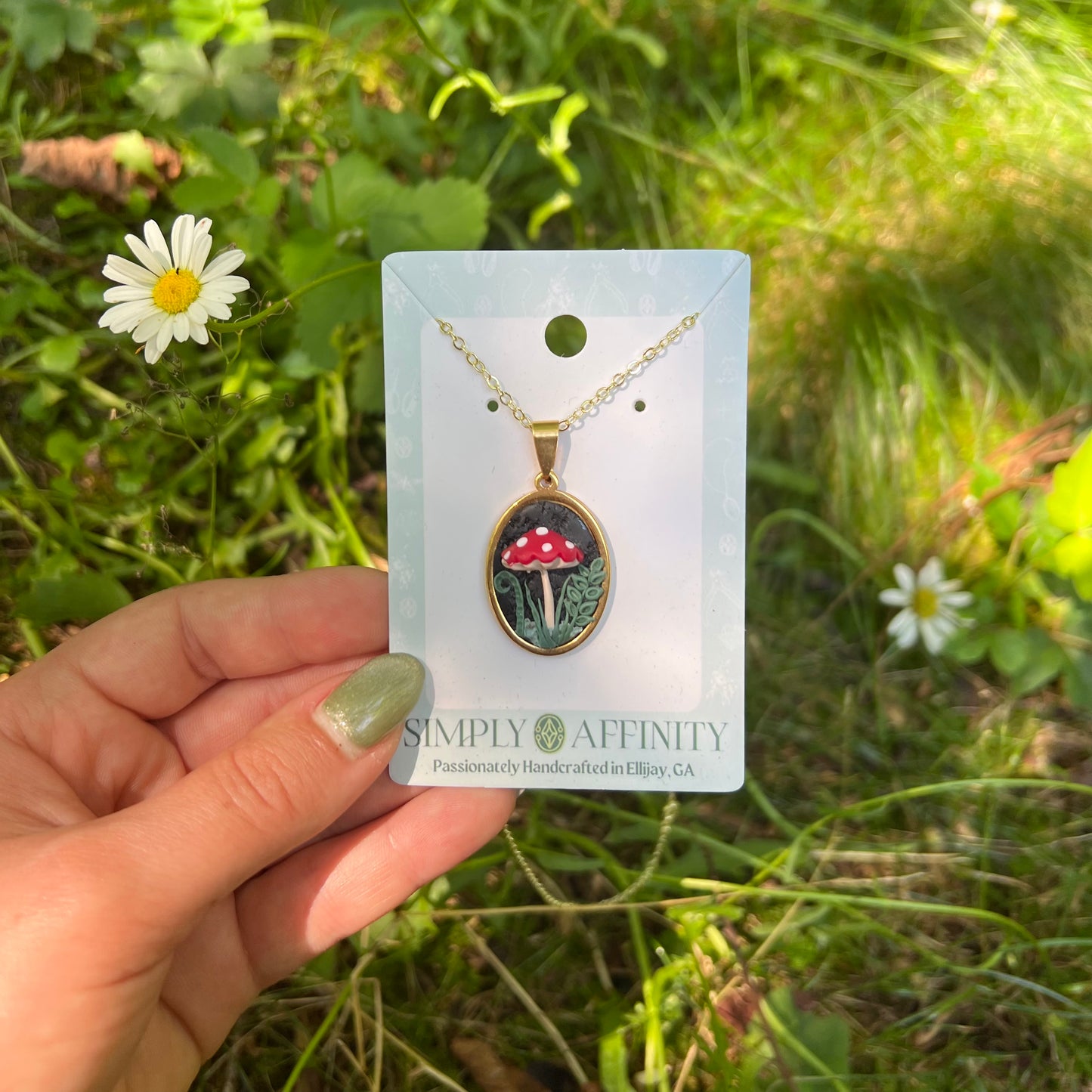 Mushroom and Fern Necklace