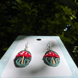 Black Oval Mushroom Earrings