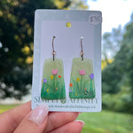 Summer Garden Floral Trapezoid Earrings (OOAK)