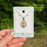 Daffodil Necklace on White Oval