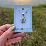 Daffodil Necklace on White Oval