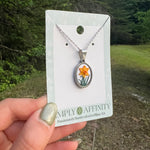 Daffodil Necklace on White Oval
