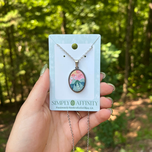 Pastel Mountain Sunset Necklace