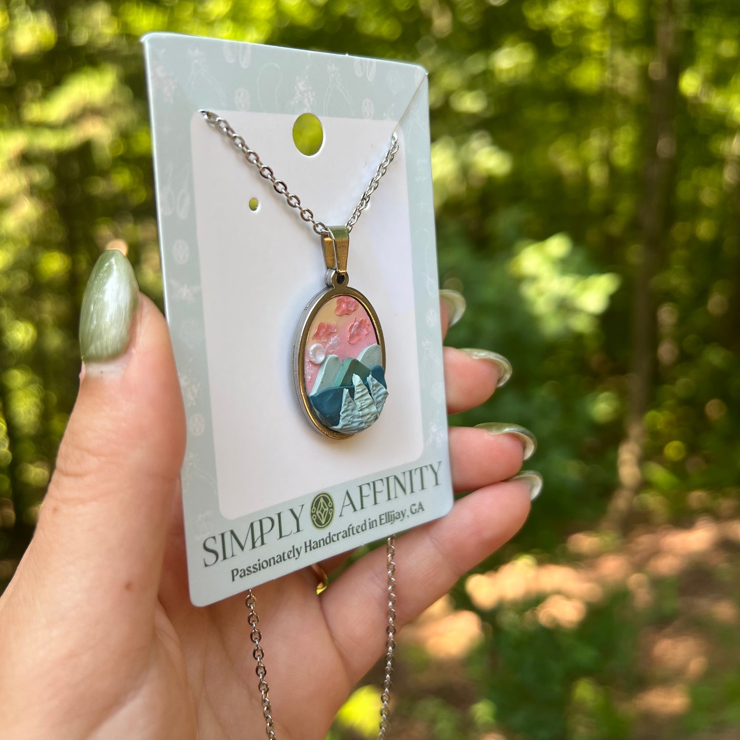 Pastel Mountain Sunset Necklace