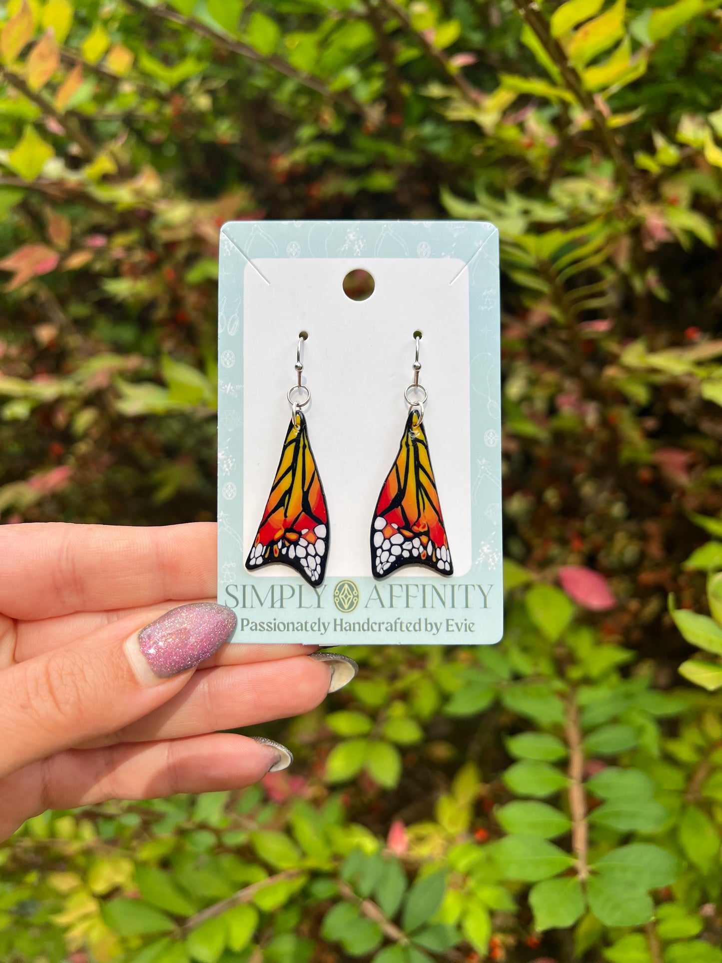 Reserved for April - Monarch Butterfly Wing Earrings