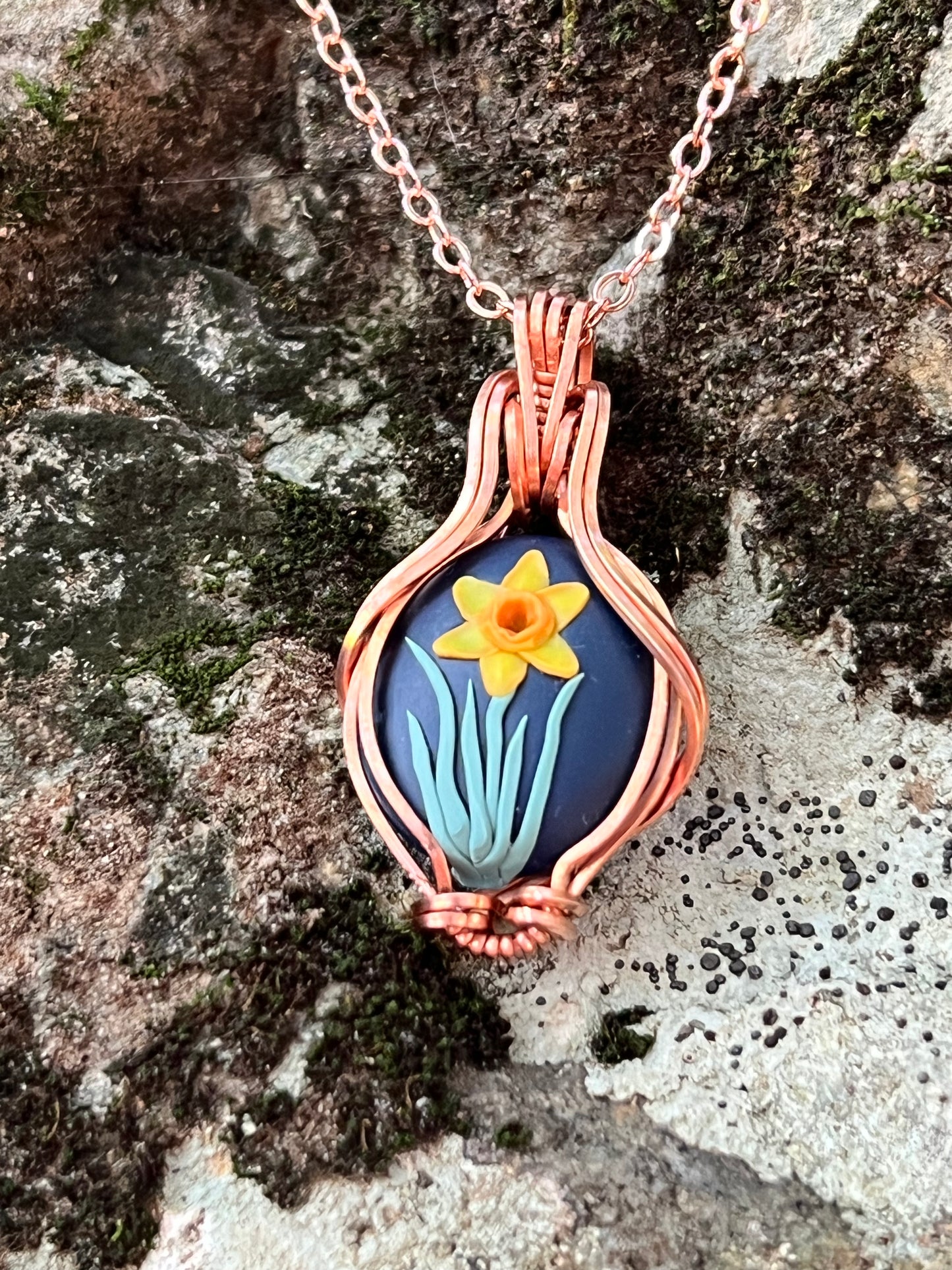 Wire Wrapped Daffodil Necklace