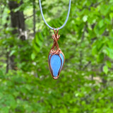 Peruvian Blue Opal Pendant - Wire-Wrapped in Copper