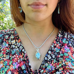 Larimar & Pearl Pendant Wire-Wrapped in Sterling Silver