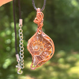 Ammonite Pendant Wire-Wrapped in Copper