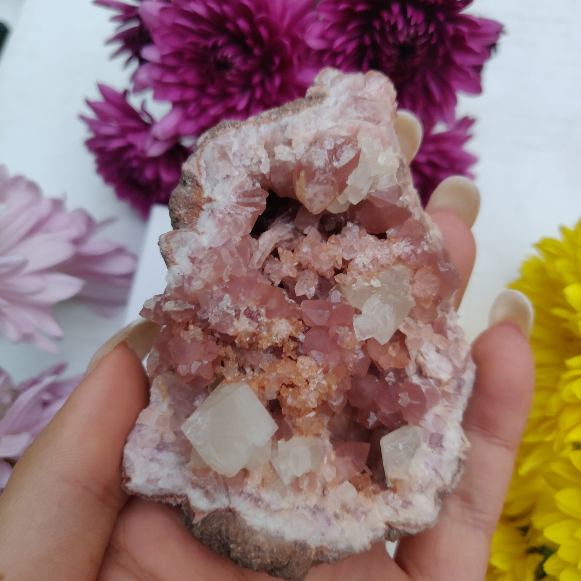 Pink Amethyst Geode with Fluorescent Calcite (#M3) - Simply Affinity