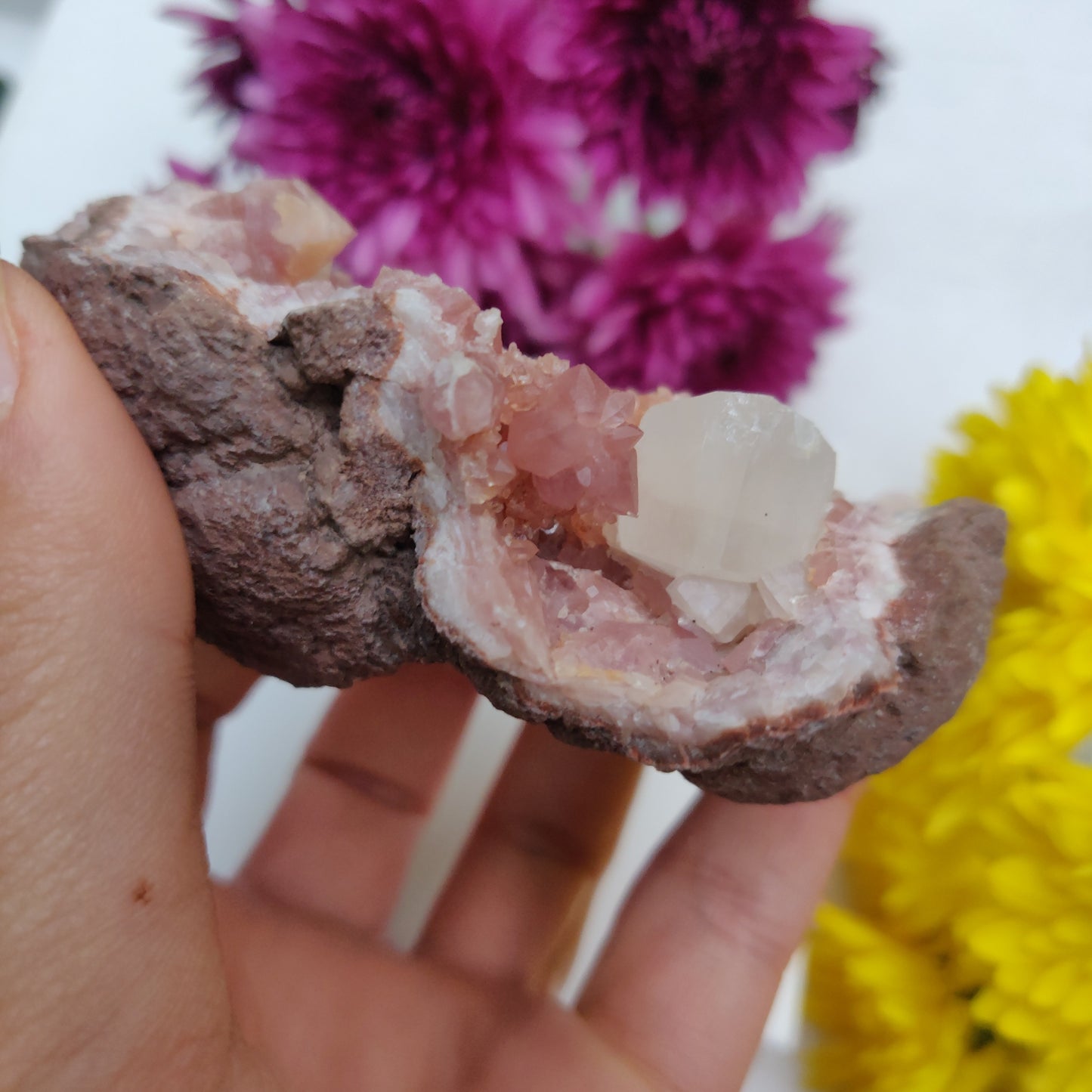 Pink Amethyst Geode with Fluorescent Calcite (#M3) - Simply Affinity