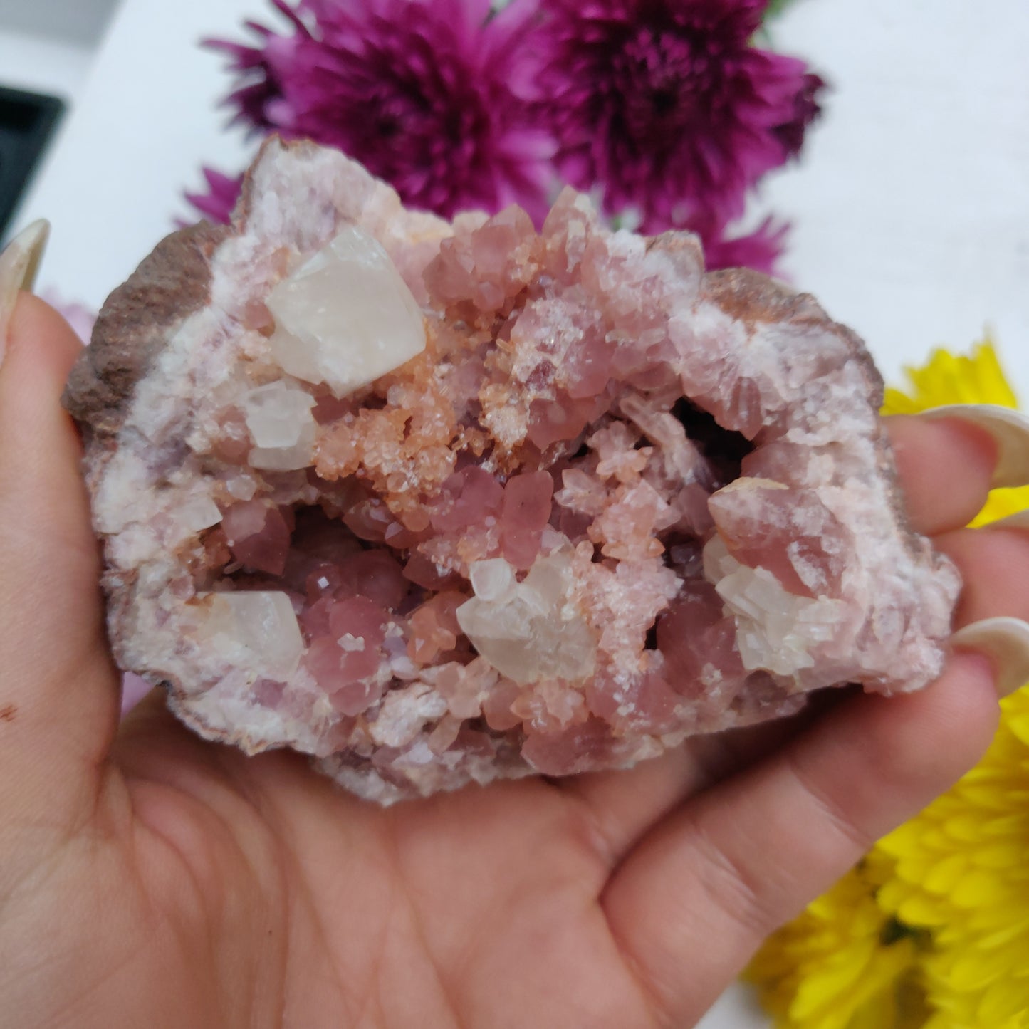 Pink Amethyst Geode with Fluorescent Calcite (#M3) - Simply Affinity