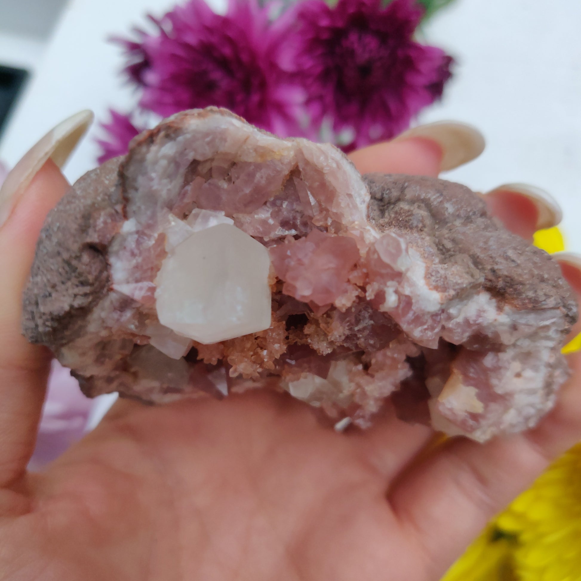 Pink Amethyst Geode with Fluorescent Calcite (#M3) - Simply Affinity