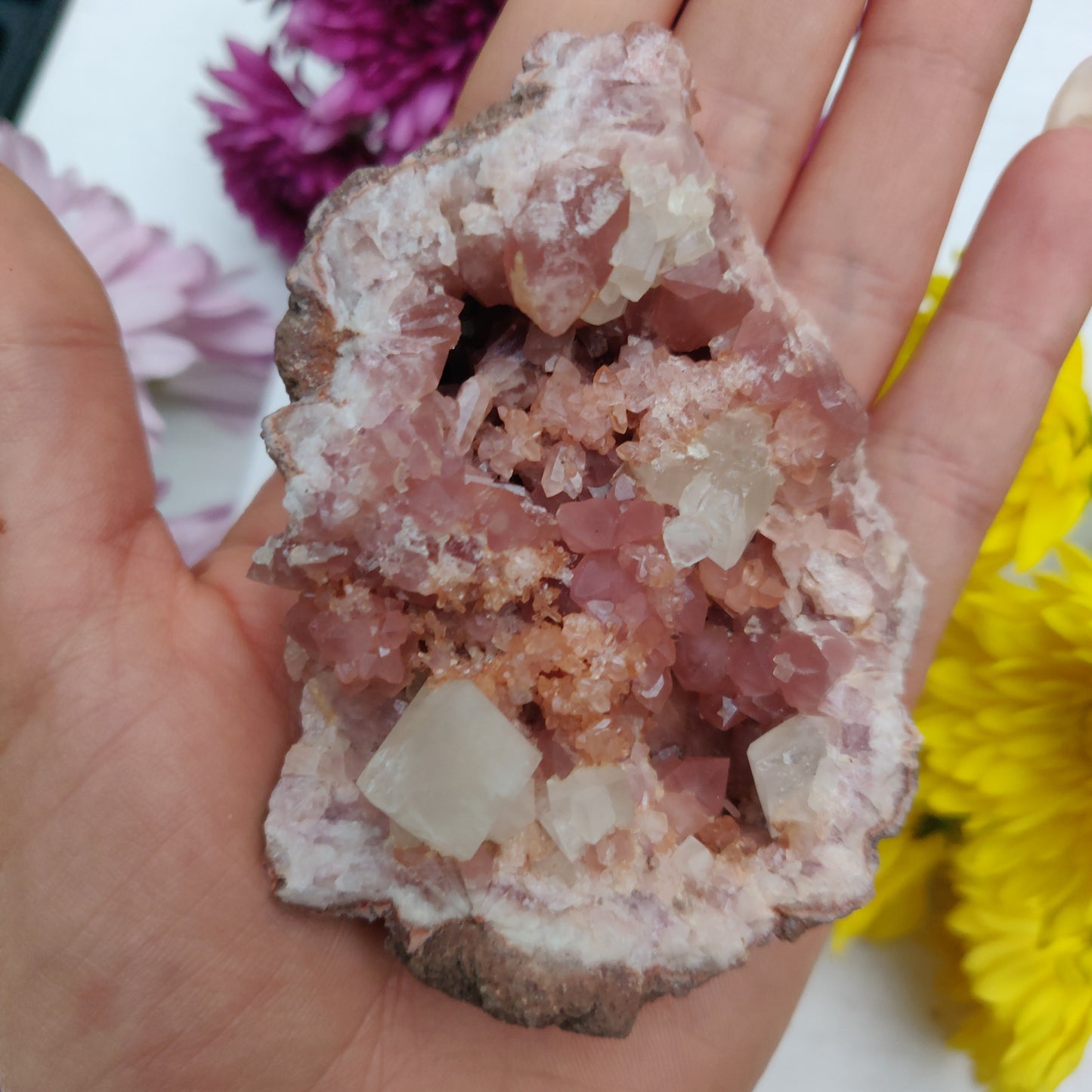 Pink Amethyst Geode with Fluorescent Calcite (#M3) - Simply Affinity