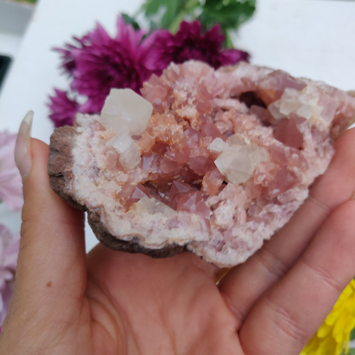 Pink Amethyst Geode with Fluorescent Calcite (#M3) - Simply Affinity