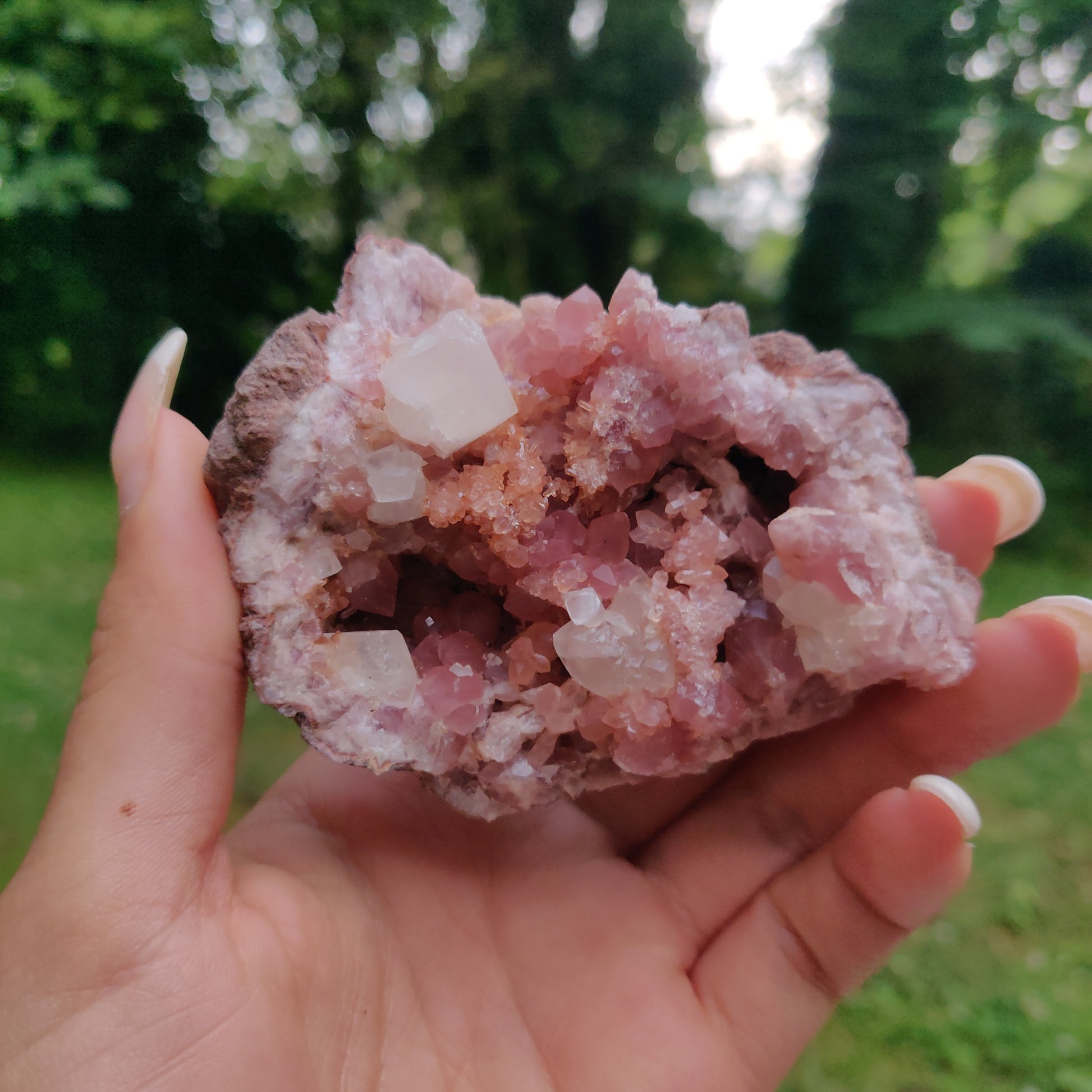 Pink Amethyst Geode with Fluorescent Calcite (#M3) - Simply Affinity