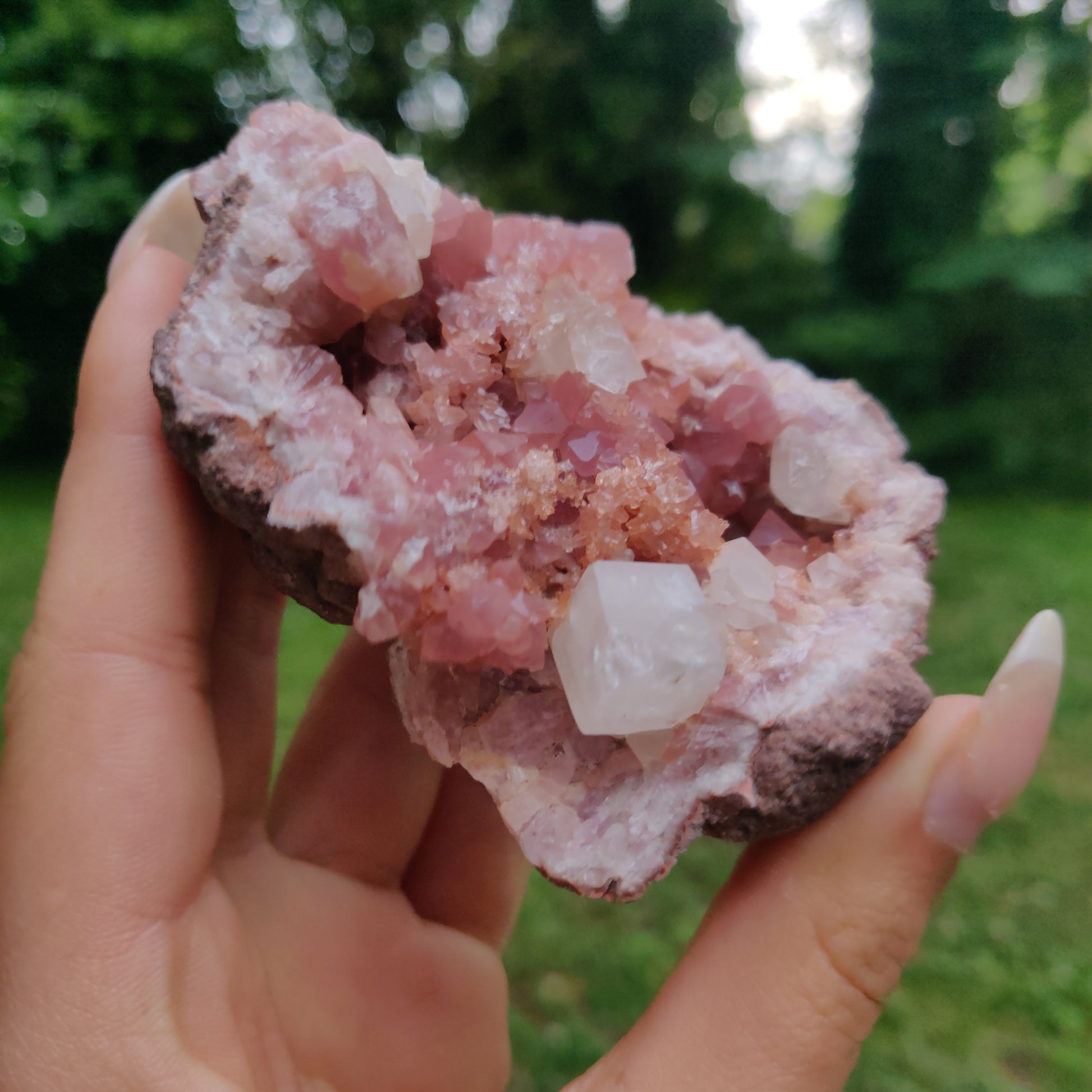 Pink Amethyst Geode with Fluorescent Calcite (#M3) - Simply Affinity