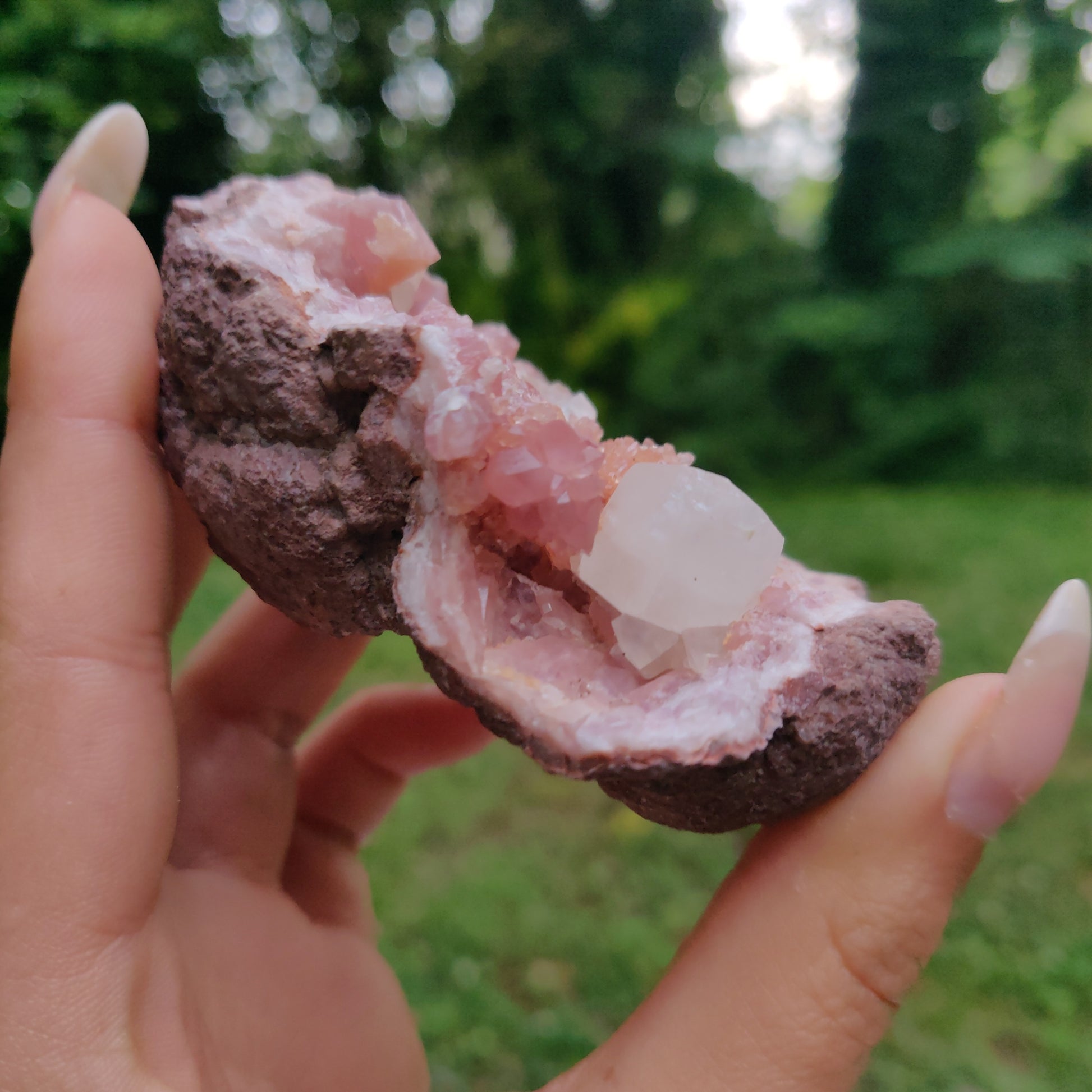 Pink Amethyst Geode with Fluorescent Calcite (#M3) - Simply Affinity