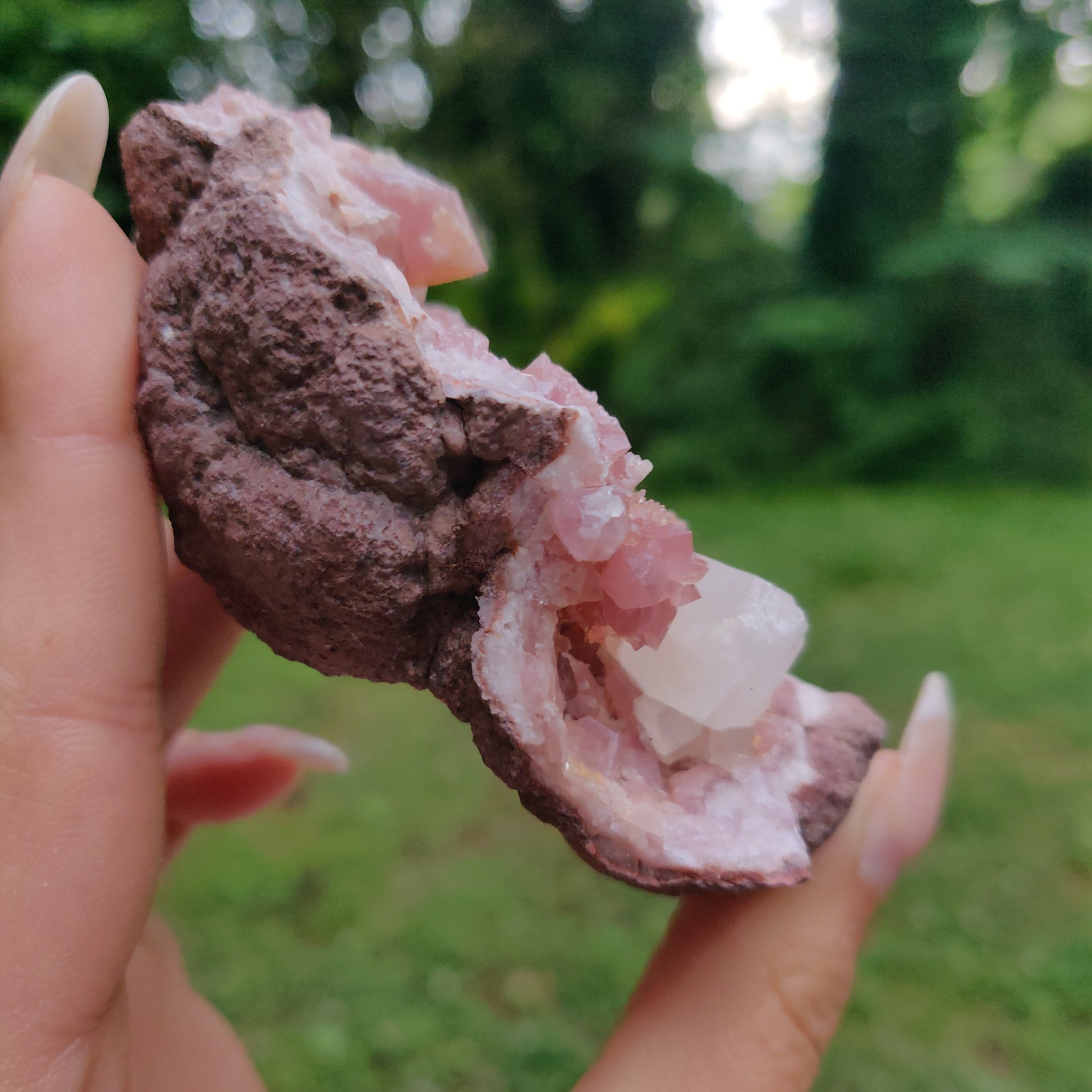 Pink Amethyst Geode with Fluorescent Calcite (#M3) - Simply Affinity