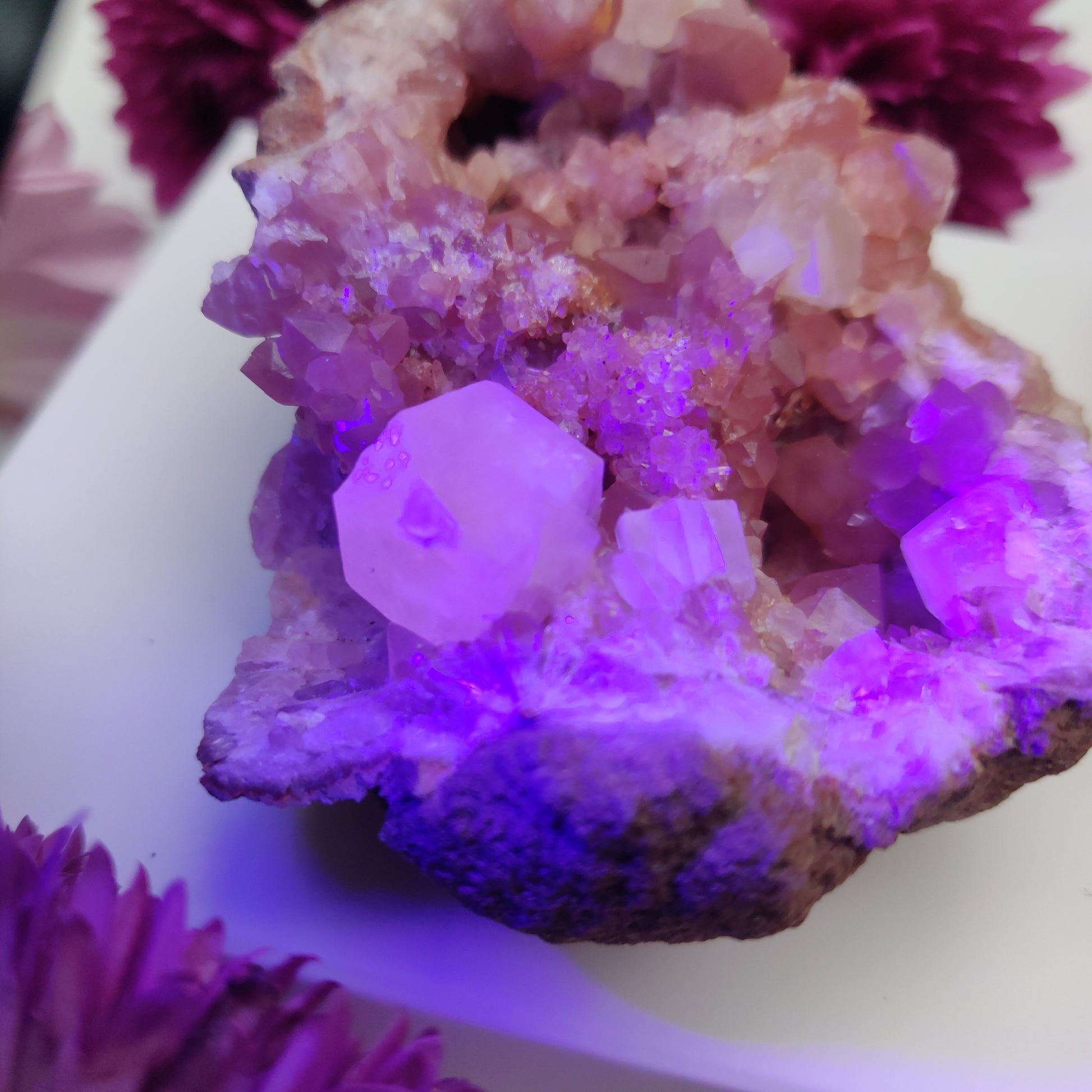 Pink Amethyst Geode with Fluorescent Calcite (#M3) - Simply Affinity