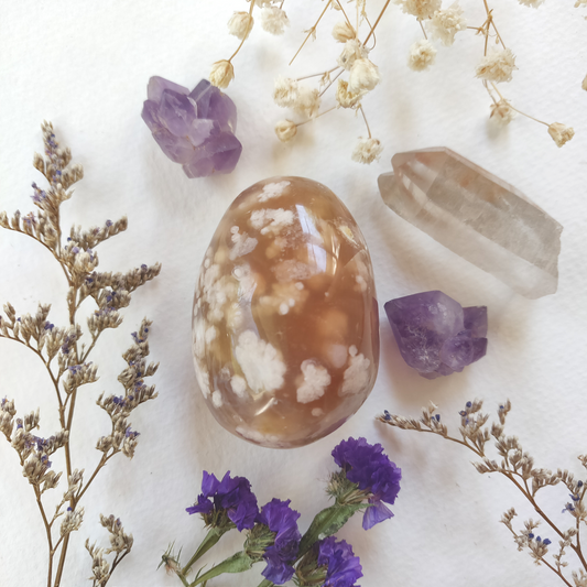 Flower Agate Palm Stone (#1)
