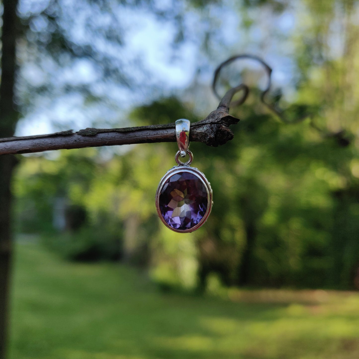 Amethyst Pendant with rainbow inclusion (#2) - Simply Affinity