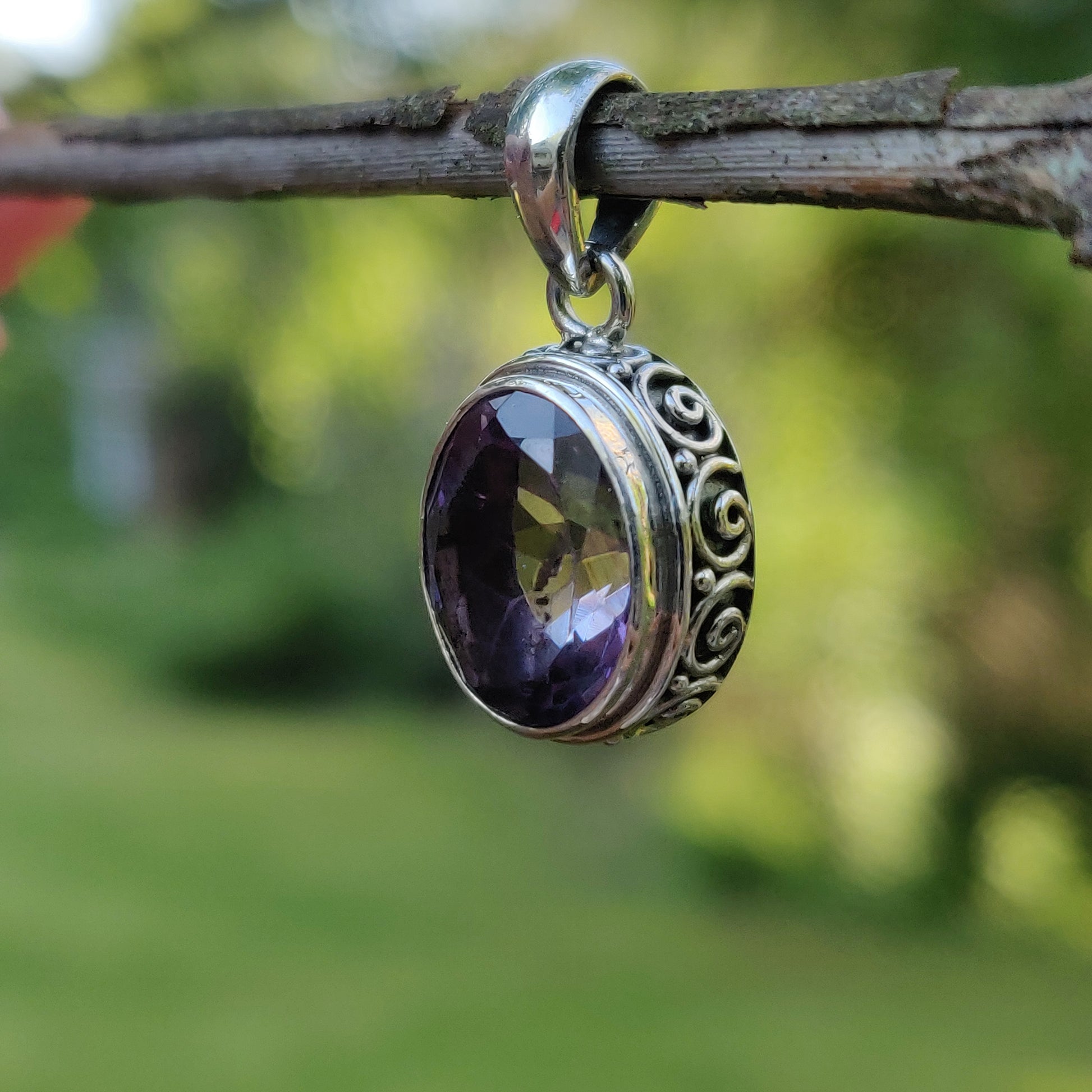 Amethyst Pendant with rainbow inclusion (#2) - Simply Affinity