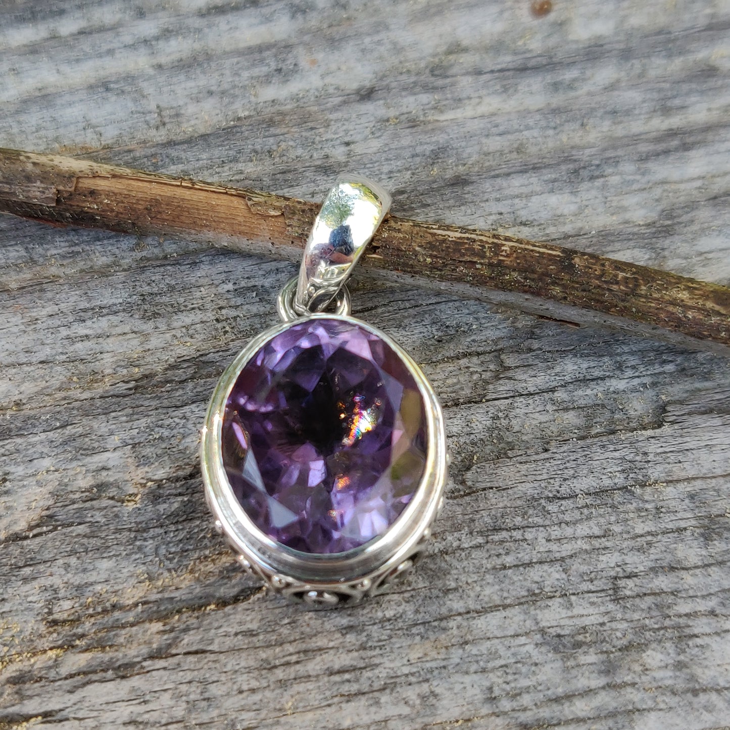 Amethyst Pendant with rainbow inclusion (#2) - Simply Affinity