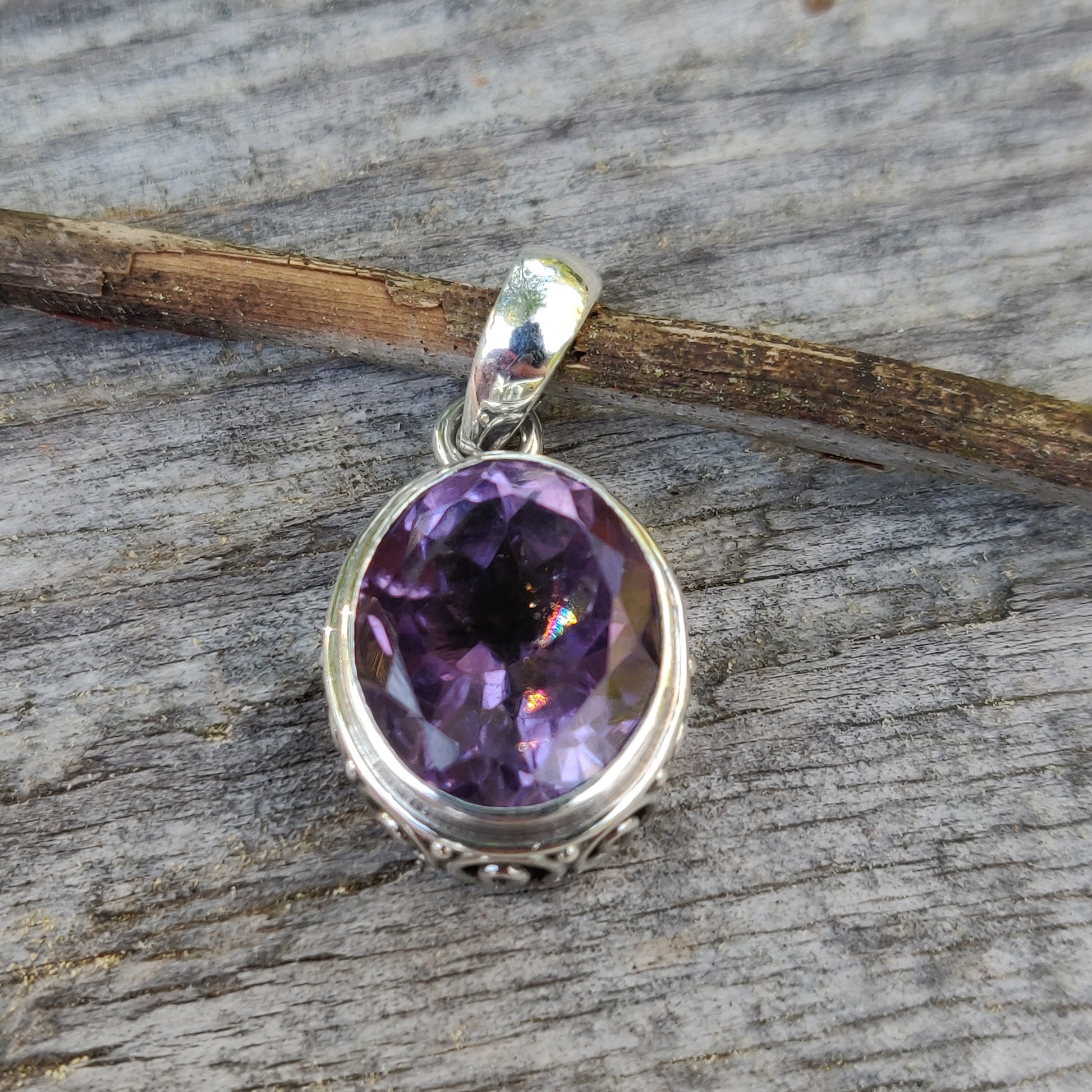 Amethyst Pendant with rainbow inclusion (#2) - Simply Affinity