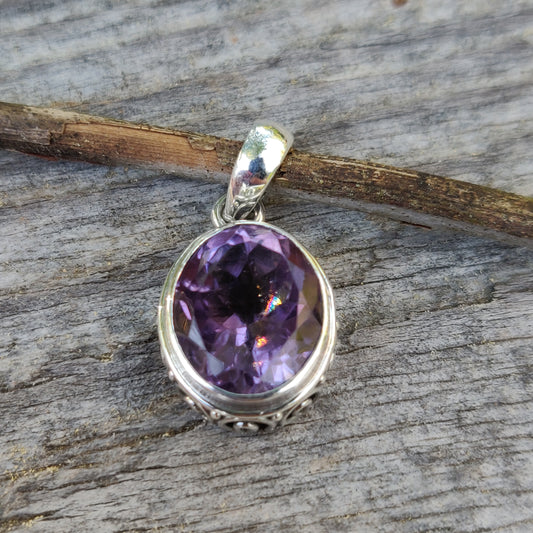 Amethyst Pendant with rainbow inclusion (#2) - Simply Affinity