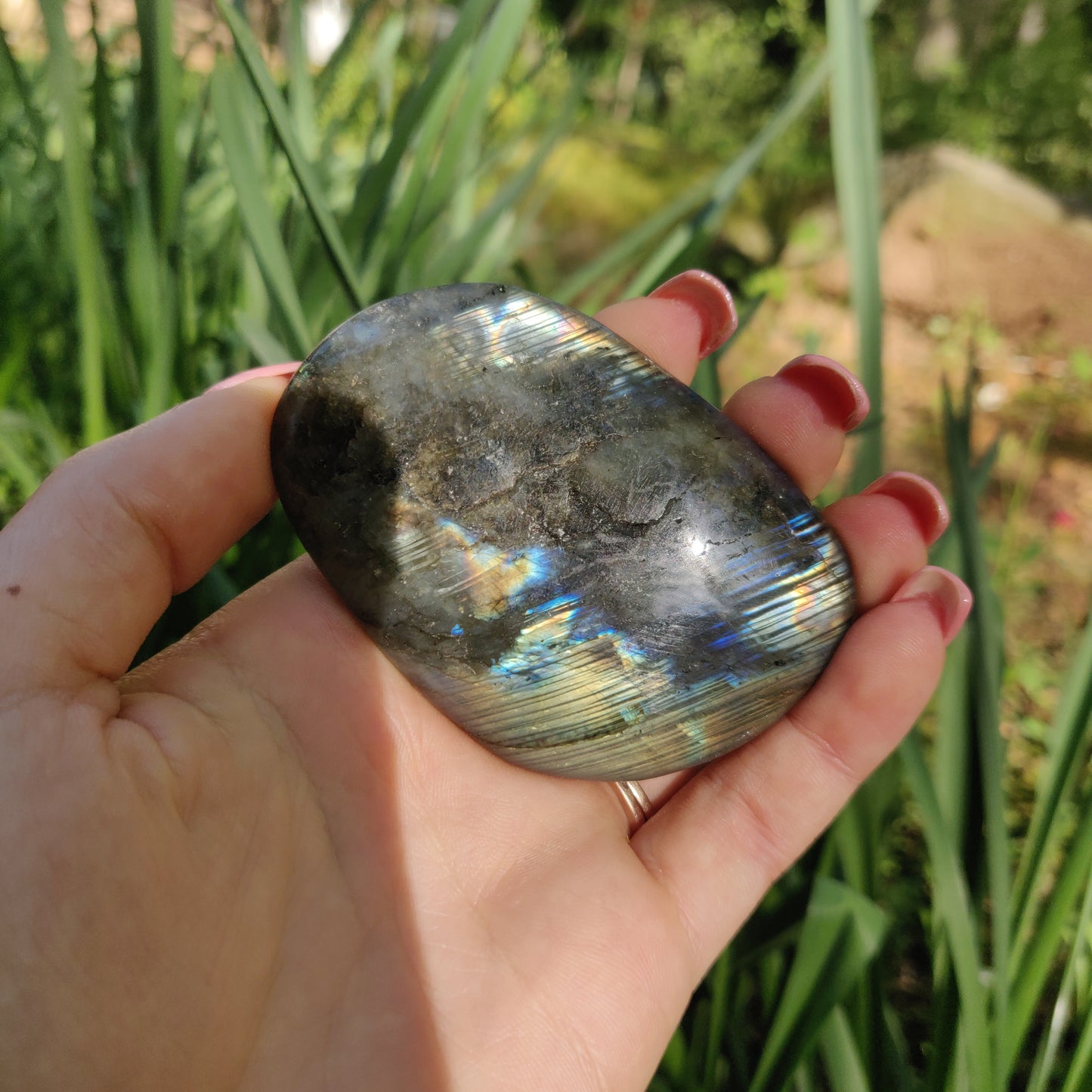 Labradorite Palm Stone (#5a)
