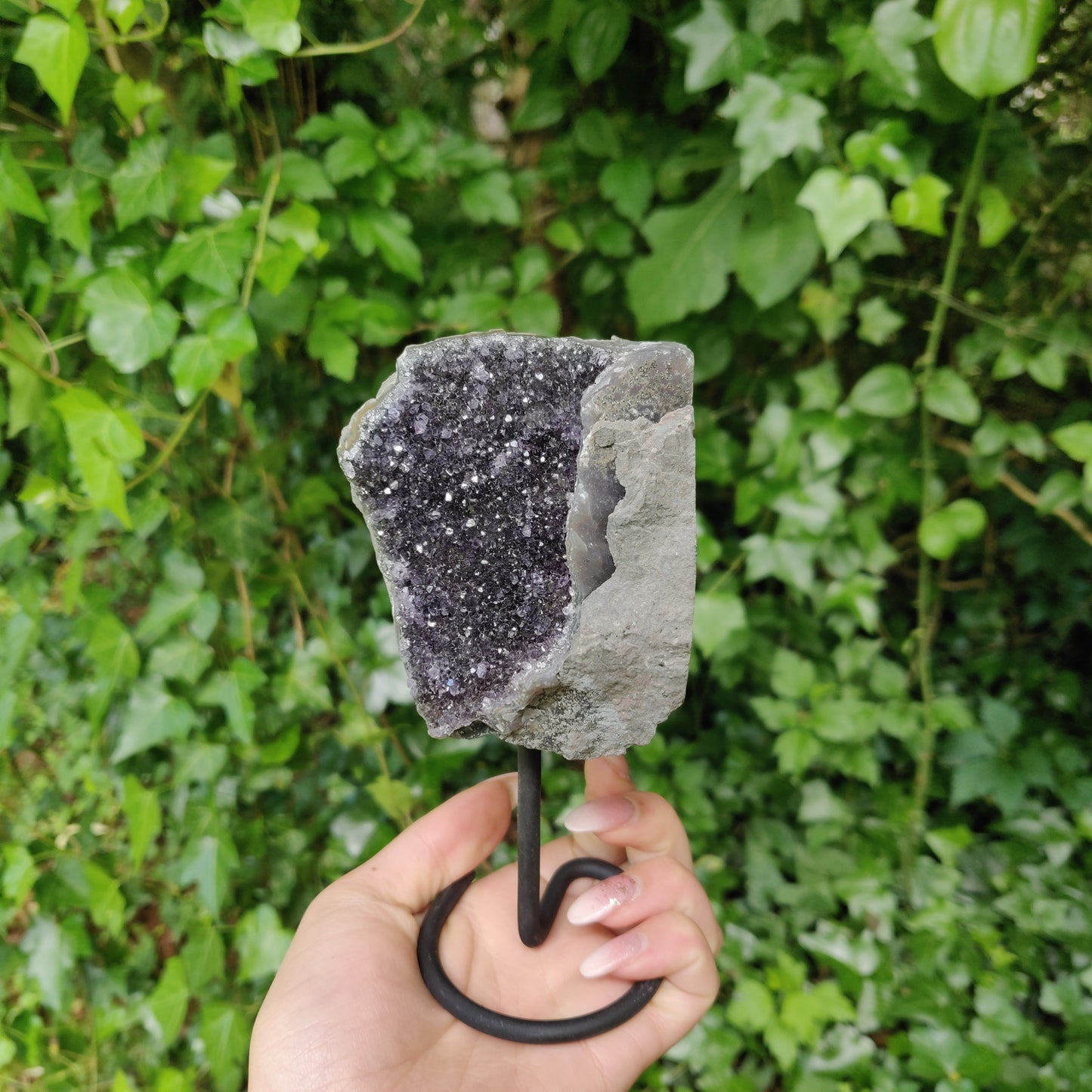 Amethyst Druzy Free Form on Metal Stand (#3) - Simply Affinity