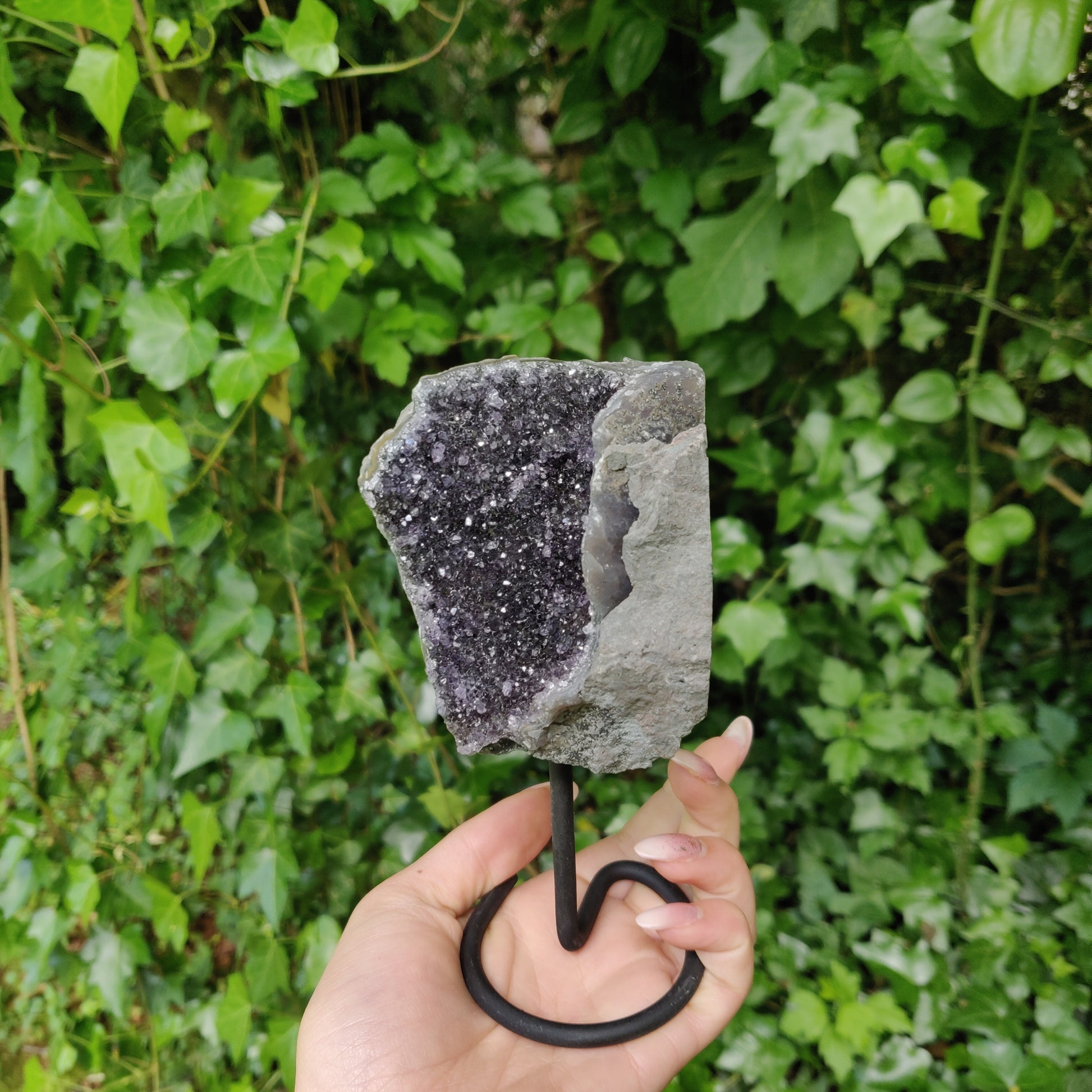 Amethyst Druzy Free Form on Metal Stand (#3) - Simply Affinity