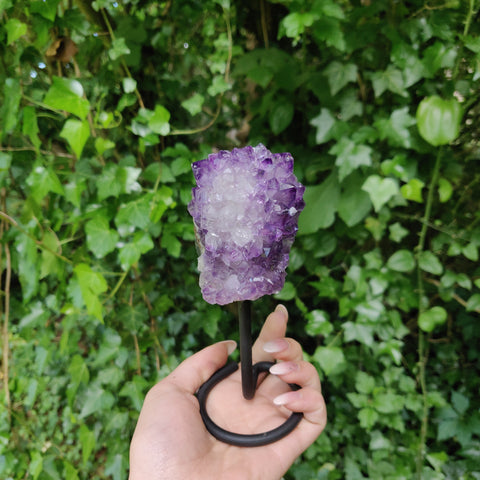 Amethyst Druzy Free Form on Metal Stand (#1) - Simply Affinity