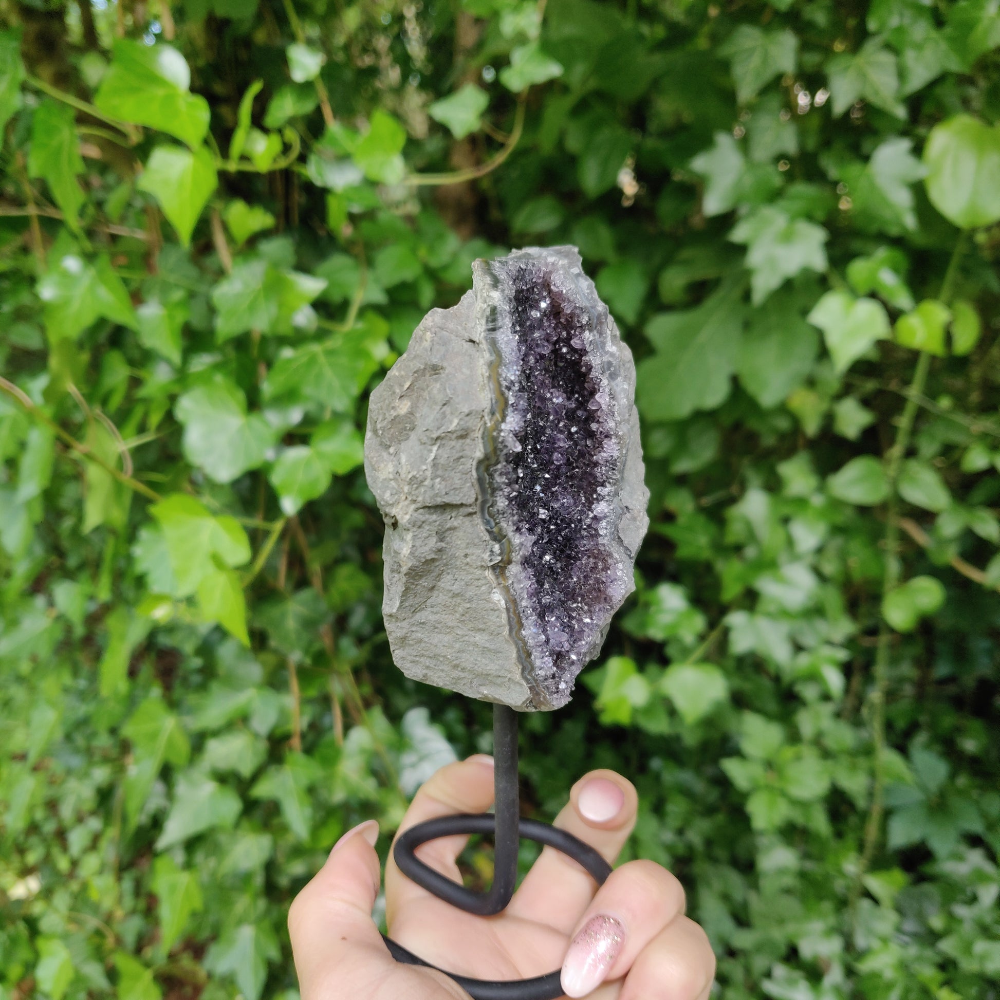 Amethyst Druzy Free Form on Metal Stand (#3) - Simply Affinity