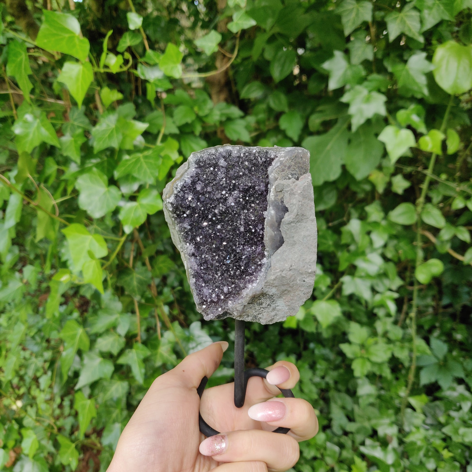 Amethyst Druzy Free Form on Metal Stand (#3) - Simply Affinity