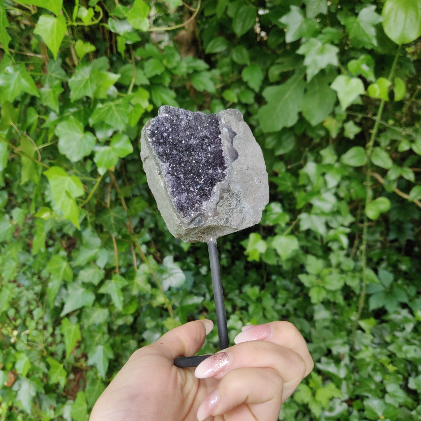 Amethyst Druzy Free Form on Metal Stand (#3) - Simply Affinity