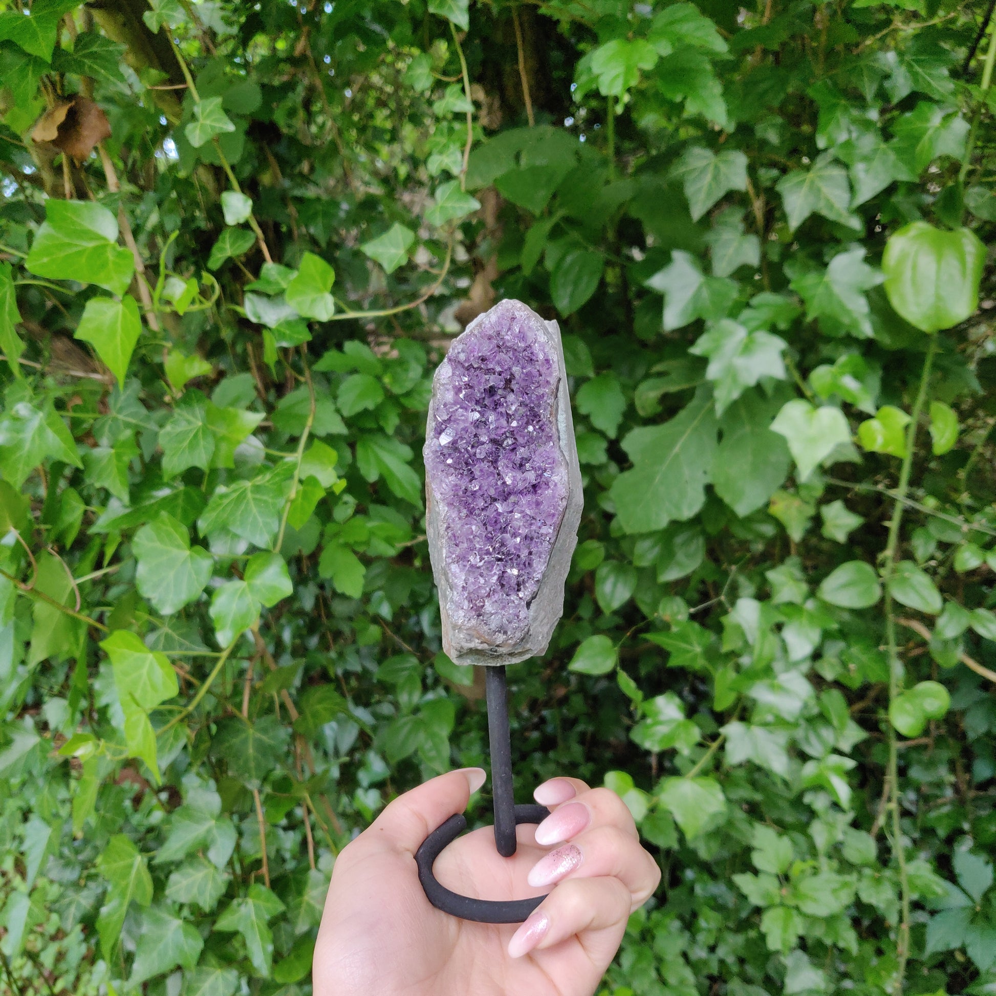 Amethyst Druzy Free Form on Metal Stand (#2) - Simply Affinity