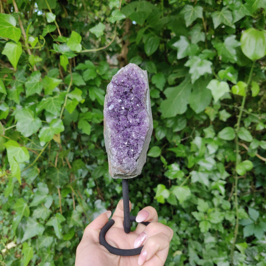 Amethyst Druzy Free Form on Metal Stand (#2) - Simply Affinity