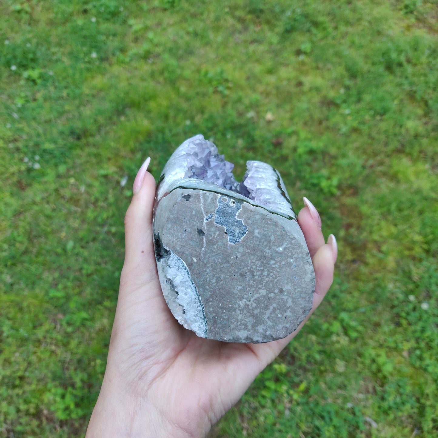Amethyst Geode Free Form with Calcite Inclusions, Polished (#6) - Simply Affinity