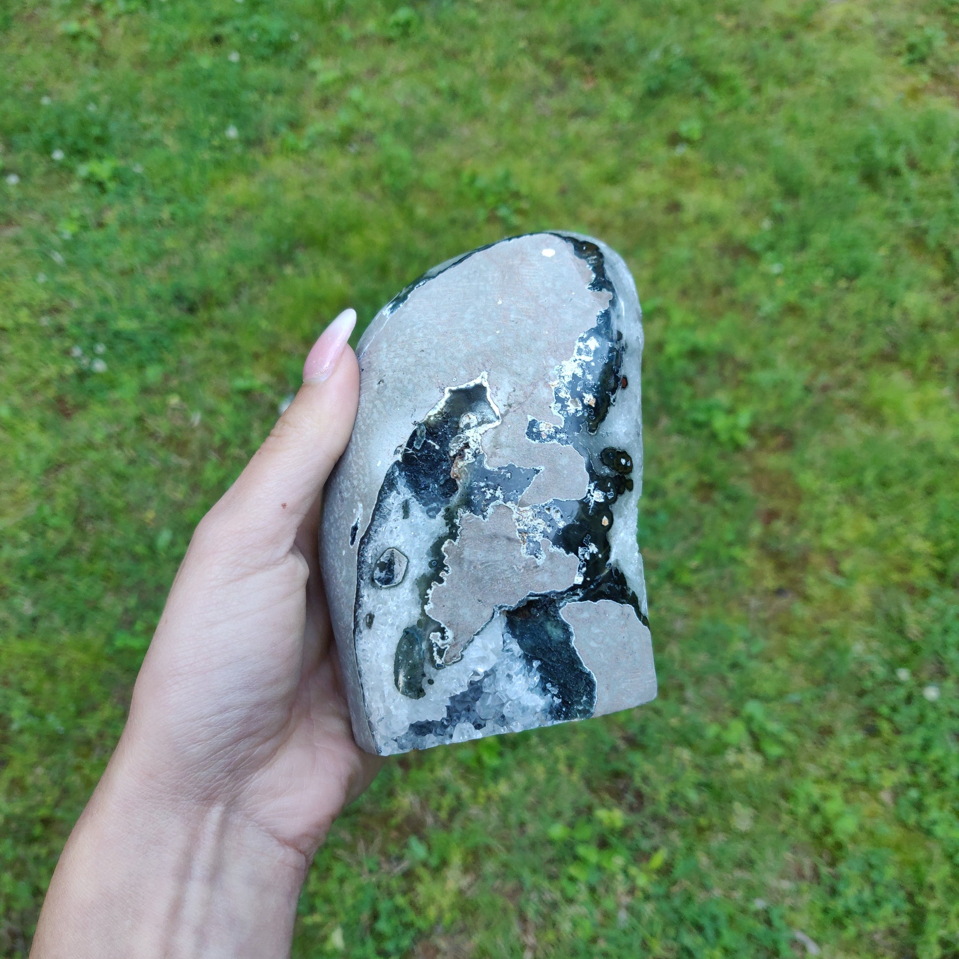 Amethyst Geode Free Form with Calcite Inclusions, Polished (#6) - Simply Affinity