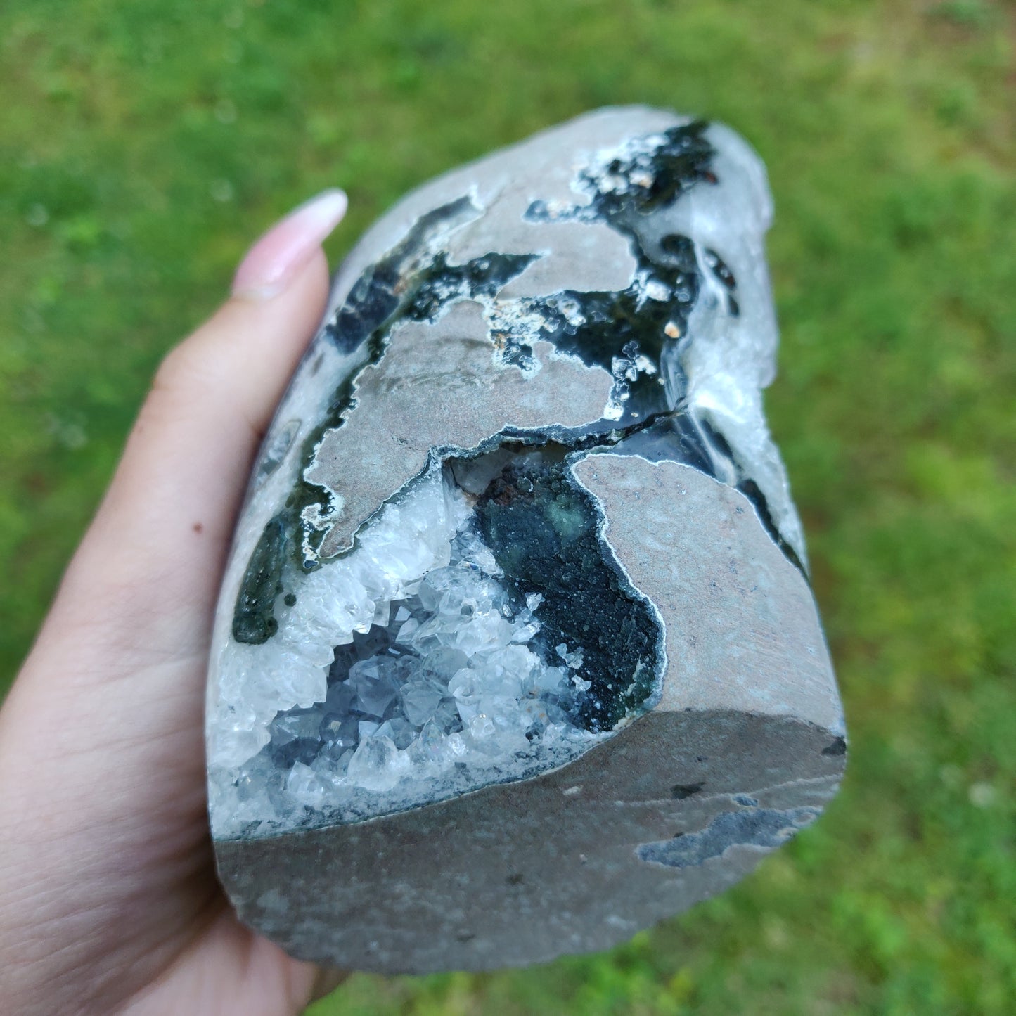 Amethyst Geode Free Form with Calcite Inclusions, Polished (#6) - Simply Affinity