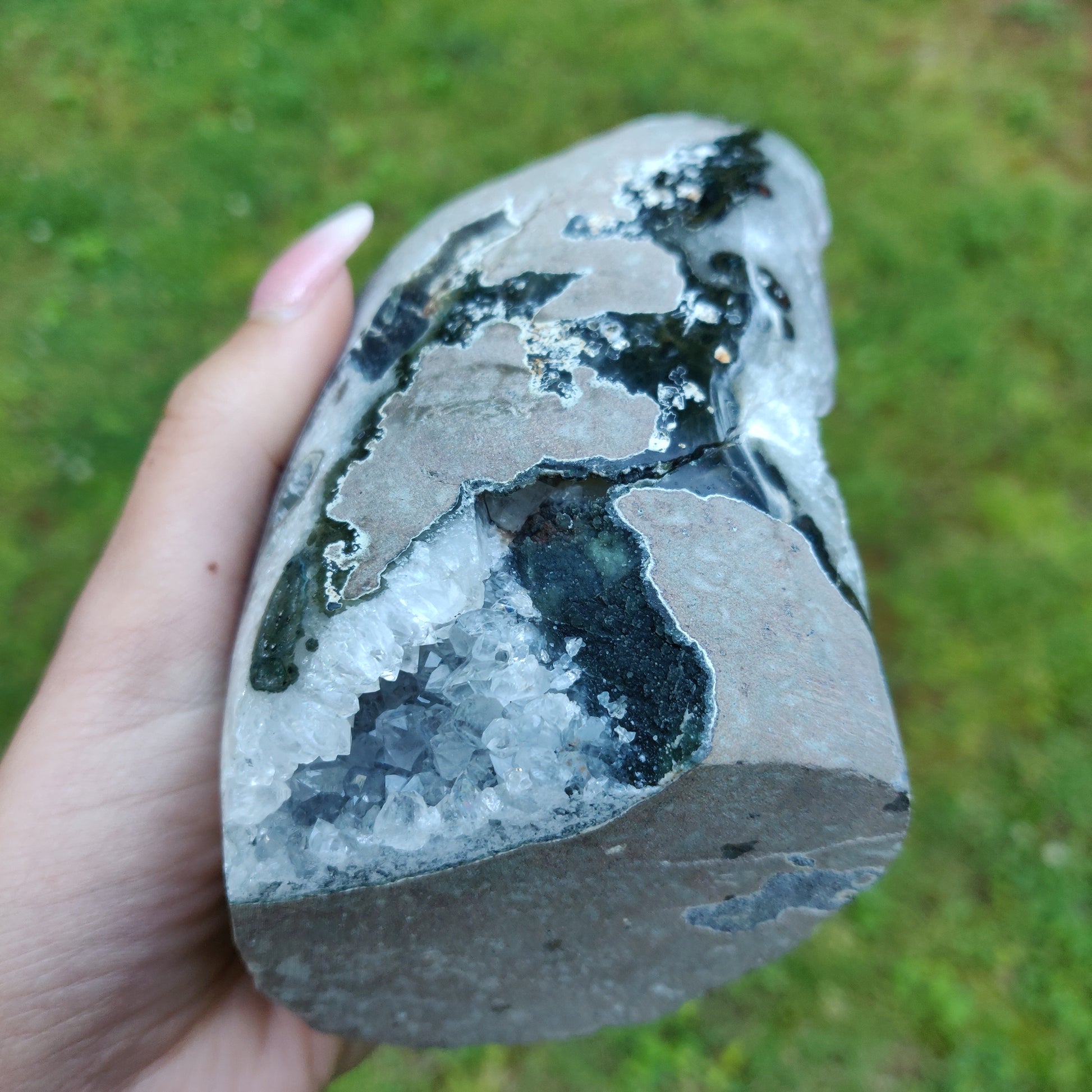 Amethyst Geode Free Form with Calcite Inclusions, Polished (#6) - Simply Affinity
