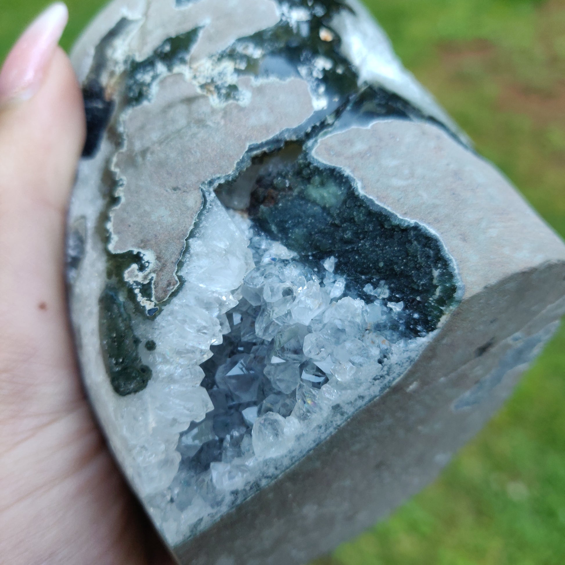 Amethyst Geode Free Form with Calcite Inclusions, Polished (#6) - Simply Affinity